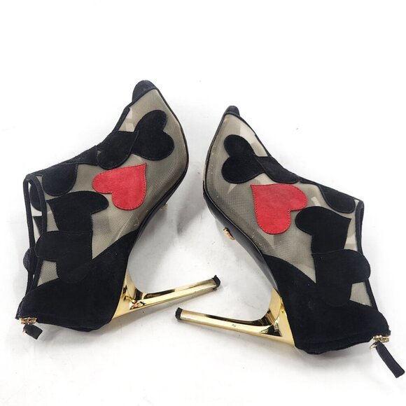 DIANE VON FURSTENBERG Love Stiletto Heel Mesh Ankle Booties Black Zip - Picture 8 of 12